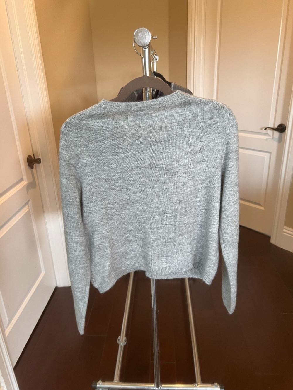 Grey White Diamond Pattern Knit Button-Up Sweater – Size Large – New with Tags - Picture 3 of 3